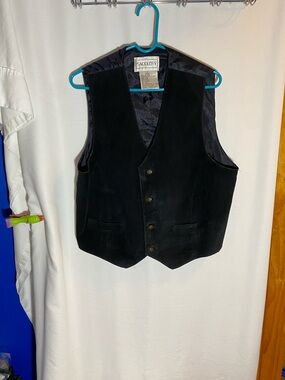 SaddleRy Black Pig Suede Button Vest, Size Medium